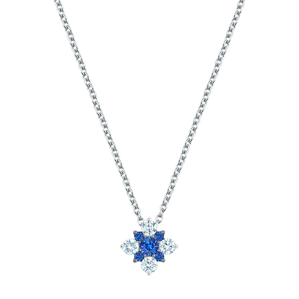 Sapphire and Diamond Square Cluster Pendant