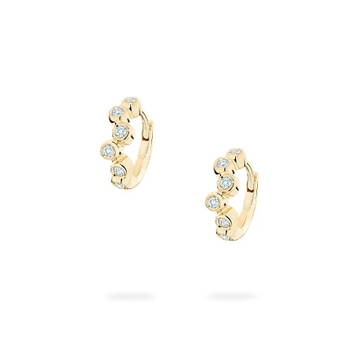 Diamond Splash Huggie Earrings, Yellow Gold