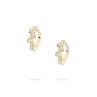 Diamond Splash Huggie Earrings, Yellow Gold