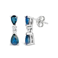 White Gold Sapphire and Diamond Teardrop Earrings