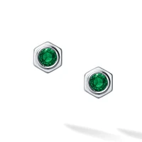 Emerald and Silver Stud Earrings