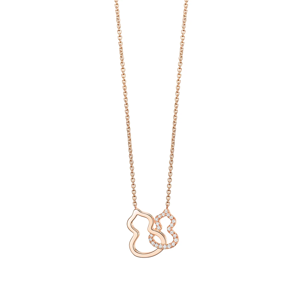 Wulu Petite Rose Gold and Diamond Pavé Double Pendant