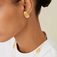 Lunaria Large Yellow Gold Stud Earrings