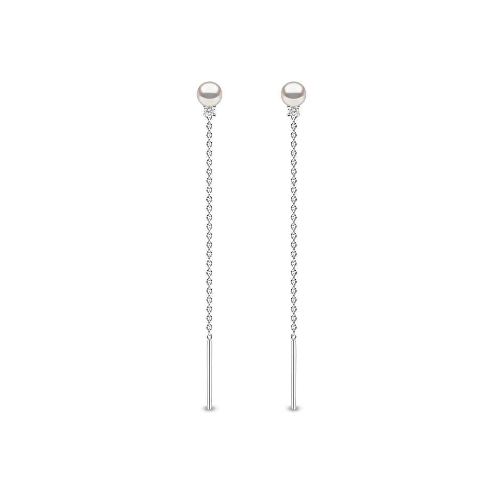 Trend White Gold Pearl and Diamond Earrings