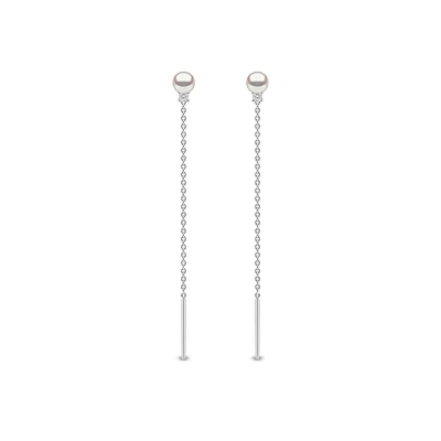 Trend White Gold Pearl and Diamond Earrings