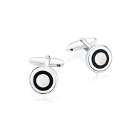 Round Mother Of Pearl and Black Onyx Cufflinks