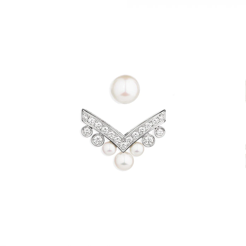 Joséphine Aigrette White Gold Pearl Diamond Pavé Single Earring