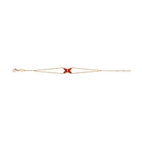 Jeux De Liens Rose Gold Carnelian and Diamond Double Chain Bracelet