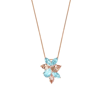 Aquamarine and Morganite Flower Pendant