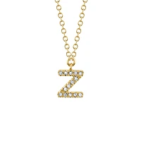 Initials Gold and Diamond Pavé Letter Z Necklace