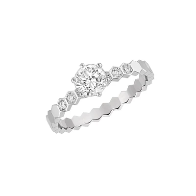 Bee My Love White Gold Diamond Half Pavé Solitaire From Carat