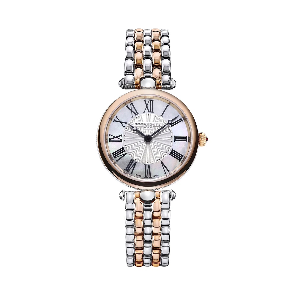 Classics Art Deco Round Quartz 30 mm Rose Gold Plated Stainless Steel