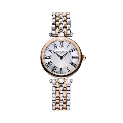 Classics Art Deco Round Quartz 30 mm Rose Gold Plated Stainless Steel