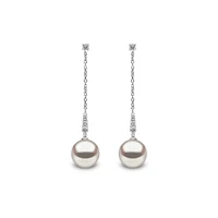 Trend White Gold Pearl and Diamond Earrings