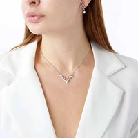 Sleek White Gold Pearl and Diamond Necklace