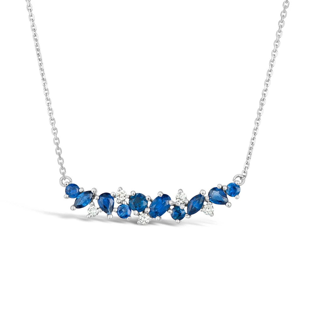 White Gold Sapphire and Diamond Necklace