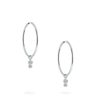 Diamond Bezel Drop Hoop Earrings