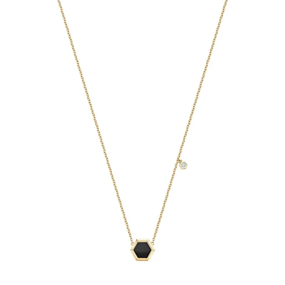 Onyx pendant with diamond accent