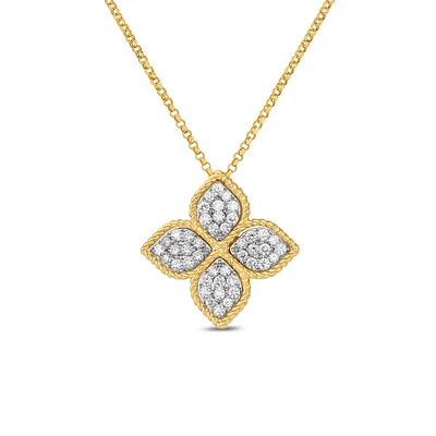 Princess Flower Gold Diamond Pendant