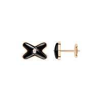 Jeux De Liens Rose Gold Onyx and Diamond Earring