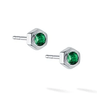 Emerald and Silver Stud Earrings