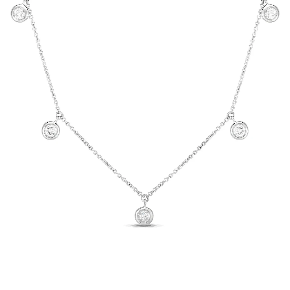 Diamonds By The Inch White Gold and Diamond 5 Station Chain Necklace