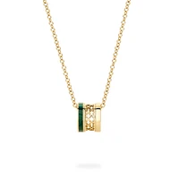 Malachite Barrel Pendant, Yellow Gold
