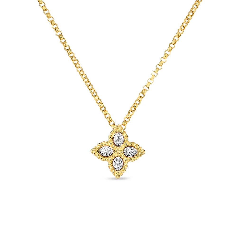 Princess Flower Gold Diamond Pendant