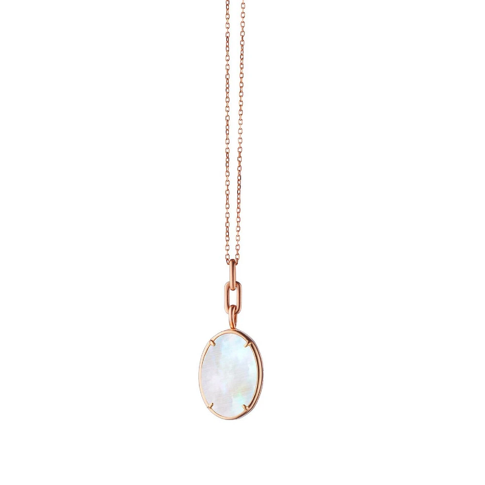 Slim Lockets Elle Rose Gold and Mother-of-Pearl Oval Pendant