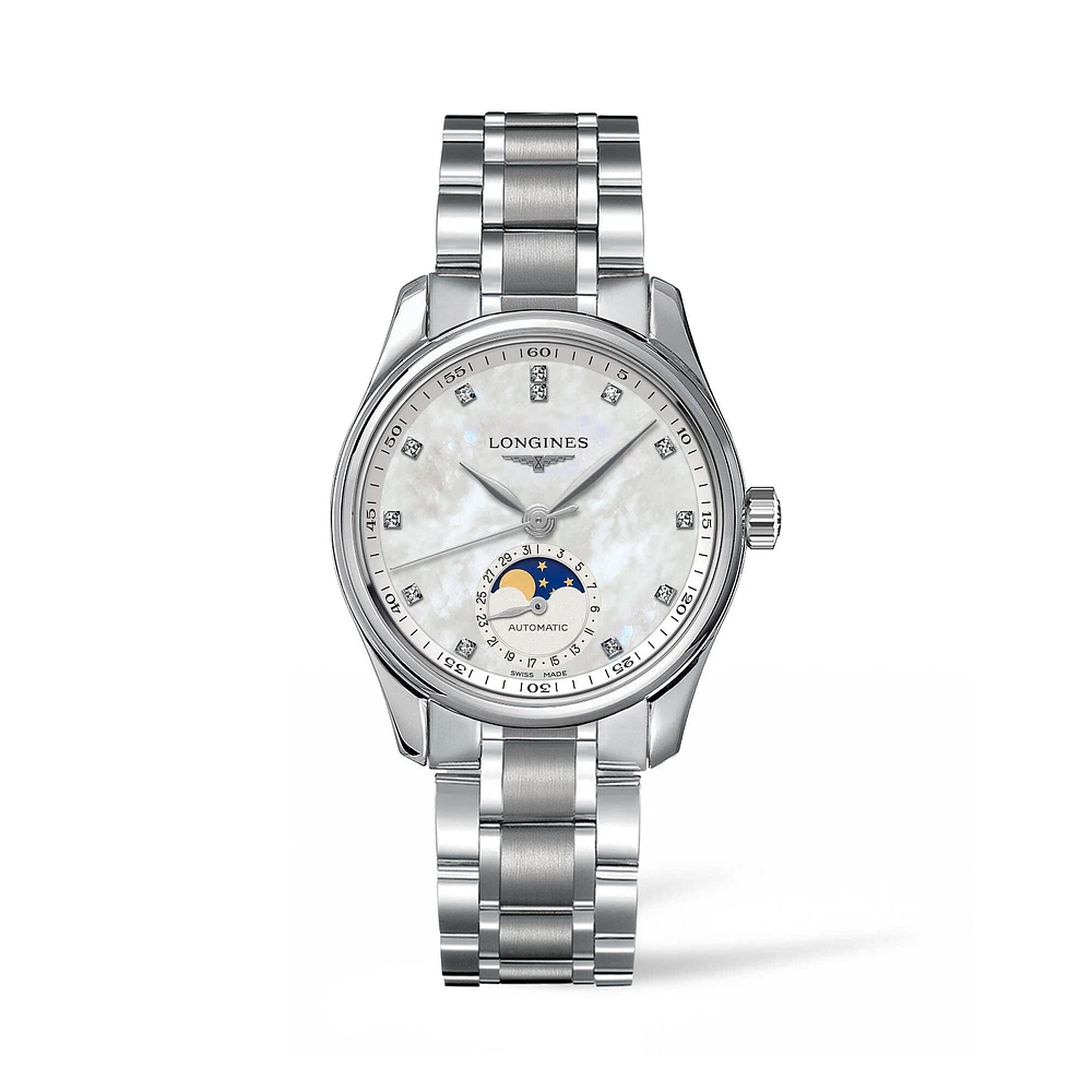 Master Automatic Moonphase 34 mm Stainless Steel and Diamond