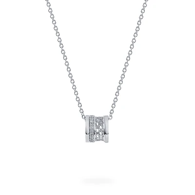 Diamond Barrel Pendant, White Gold