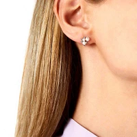 Trend White Gold Pearl and Diamond Stud Earrings