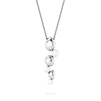 Drop Necklace in Sterling Silver with Pearls