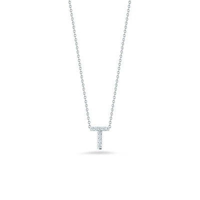 Tiny Treasures Love Letter T White Gold and Diamond Pendant