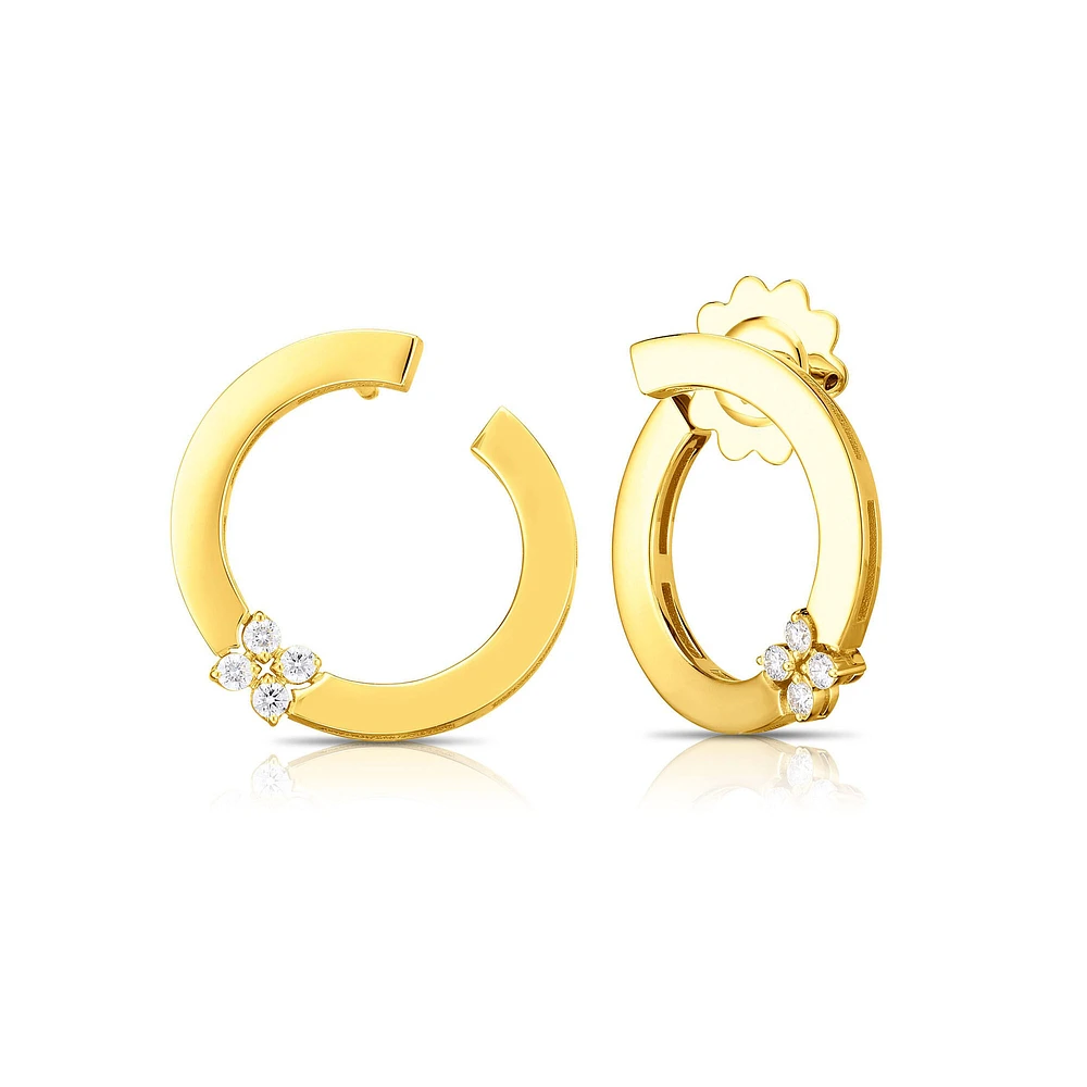 Love In Verona Yellow Gold and Diamond Flower Hoop Earrings