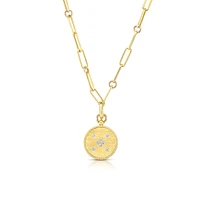 Venetian Princess Small Yellow Gold and Diamond Medallion Necklace