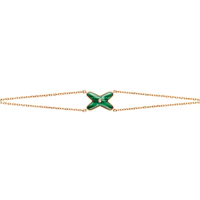 Jeux de Liens Rose Gold Malachite Diamond Bracelet