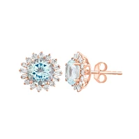 Aquamarine and Diamond Starburst Earrings