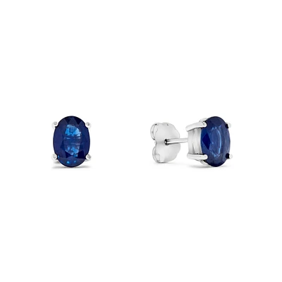 White Gold Oval Sapphire Stud Earrings