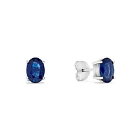 White Gold Oval Sapphire Stud Earrings