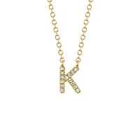 Initials Gold and Diamond Pavé Letter K Necklace