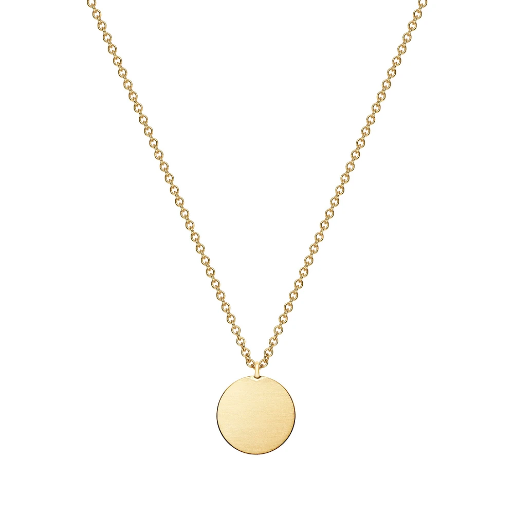 Engravable Yellow Gold Disc Pendant