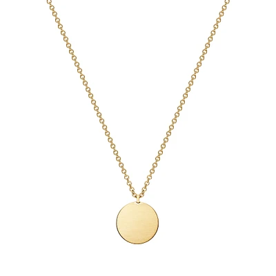 Engravable Yellow Gold Disc Pendant