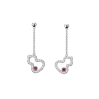 Wulu Petite White Gold, Diamond Pavé and Ruby Drop Earrings