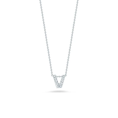 Tiny Treasures Love Letter V White Gold and Diamond Pendant