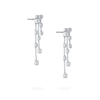 Diamond Bezel Long Drop Earrings