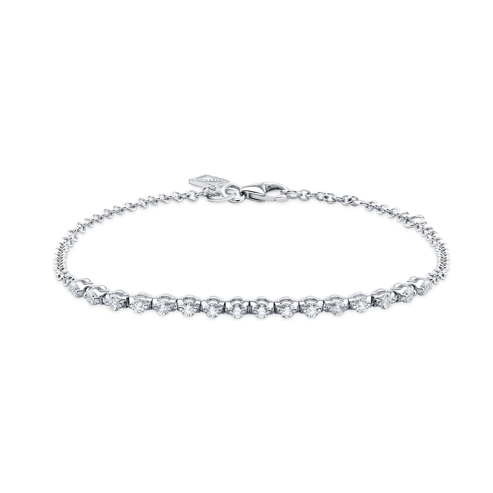 Single Prong White Gold 16-Diamond Bracelet