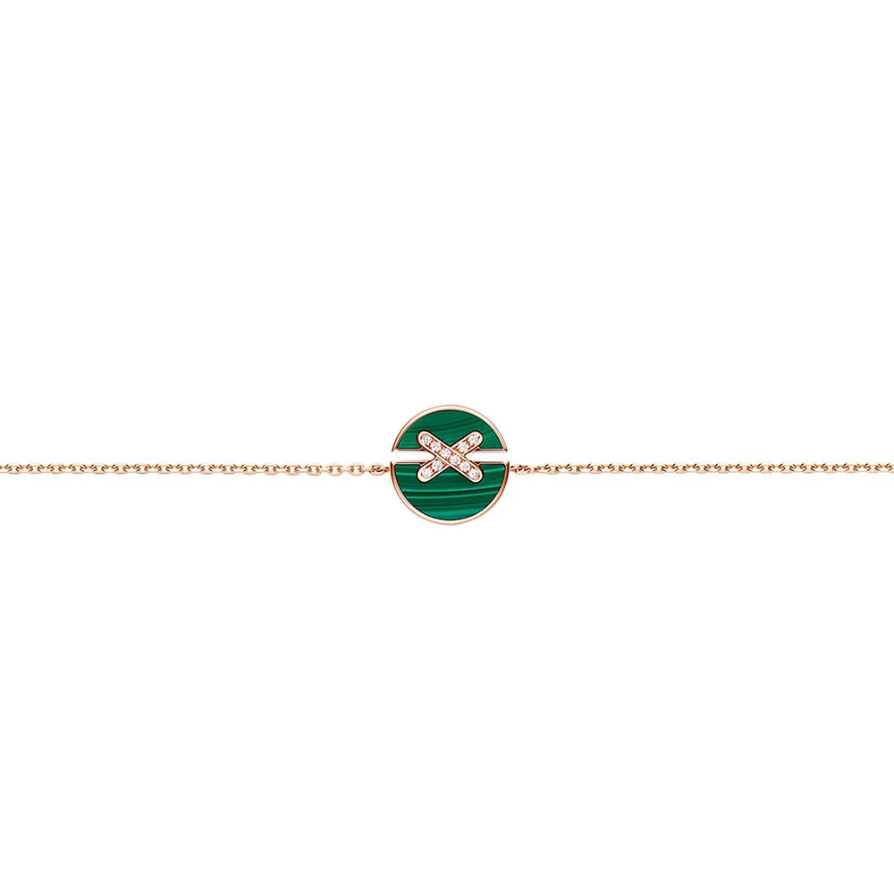 Jeux De Liens Harmony Rose Gold Malachite and Diamond Bracelet