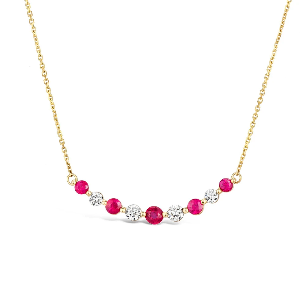 Yellow Gold Ruby and Diamond Necklace