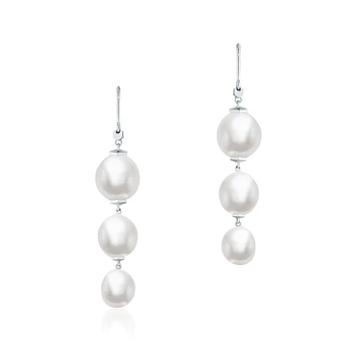 Freshwater Baroque Pearl And Silver Drop Earrings